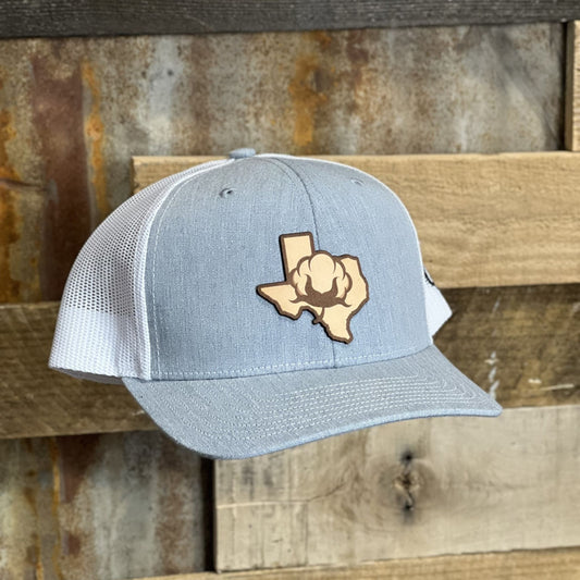 Texas Cotton Row Boll Leather Patched Hat