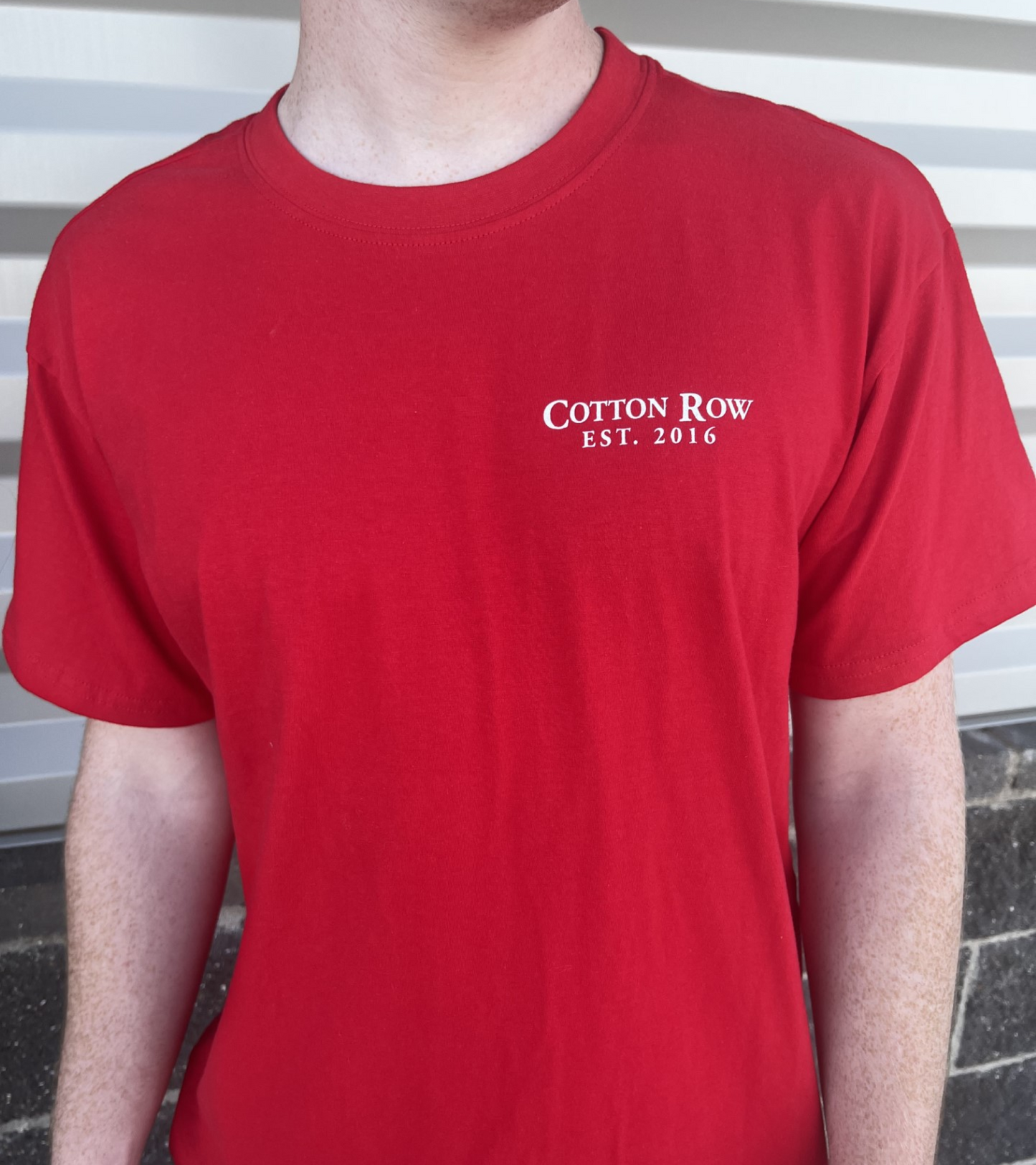Red with Vintage State in White - Short Sleeve