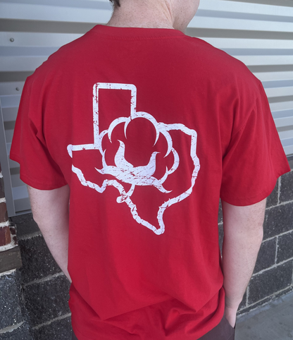 Red with Vintage State in White - Short Sleeve