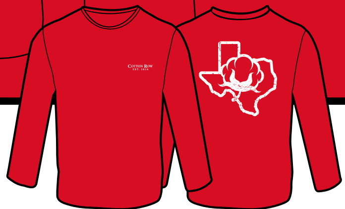 Red with Vintage State in White - Long Sleeve